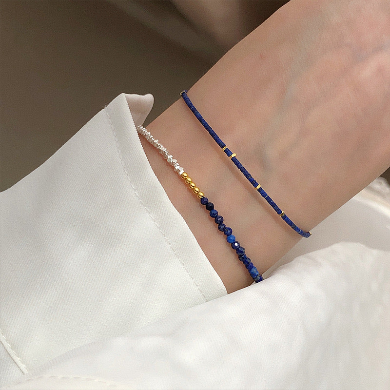 lapis lazuli bracelet with sterling silver