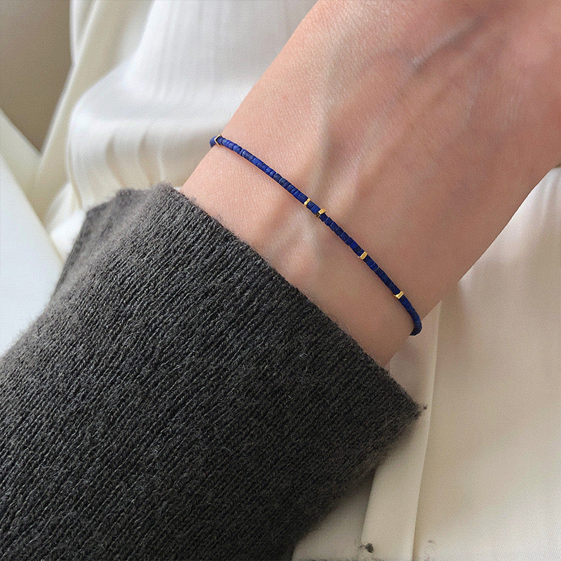 lapis lazuli bracelet with sterling silver