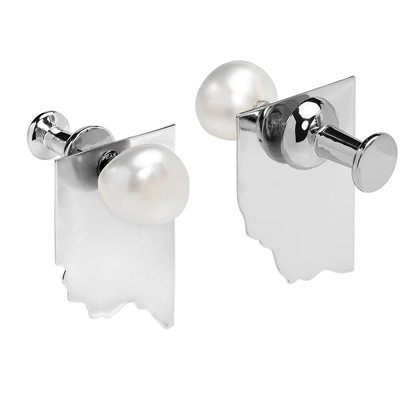 Silver Pin Earrings with Pearl Studs