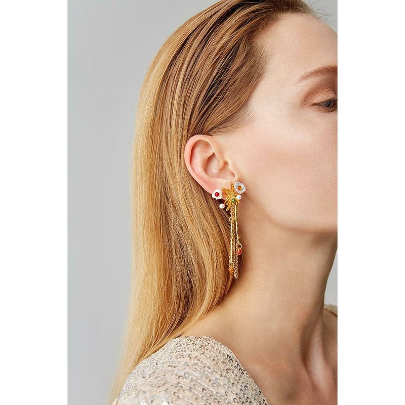 Bloom Pearl and Crystal Tassel Earrings - Chi'pau