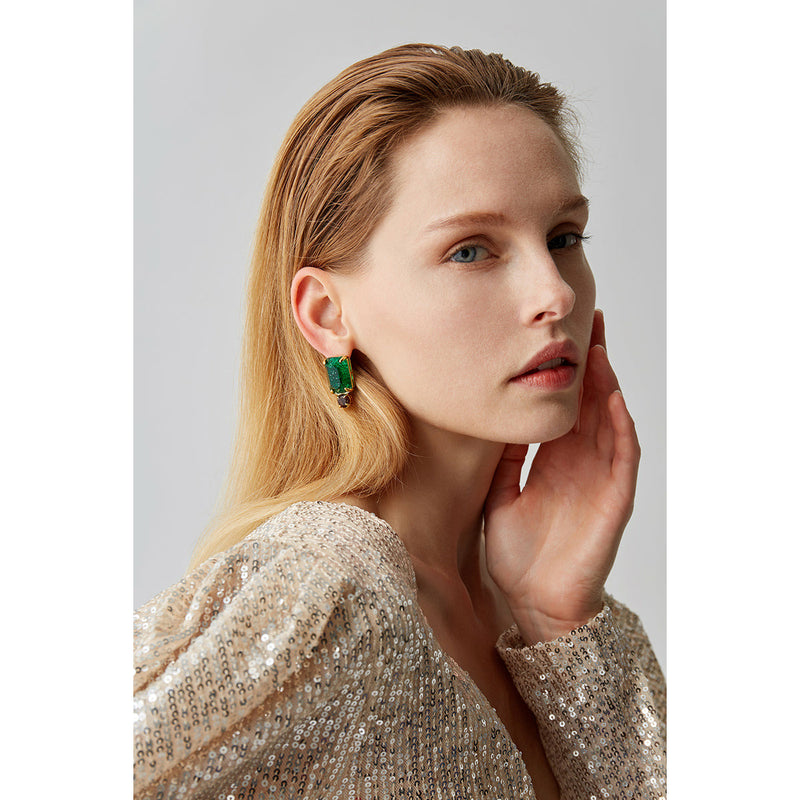 Emerald Zircon Stud Earrings