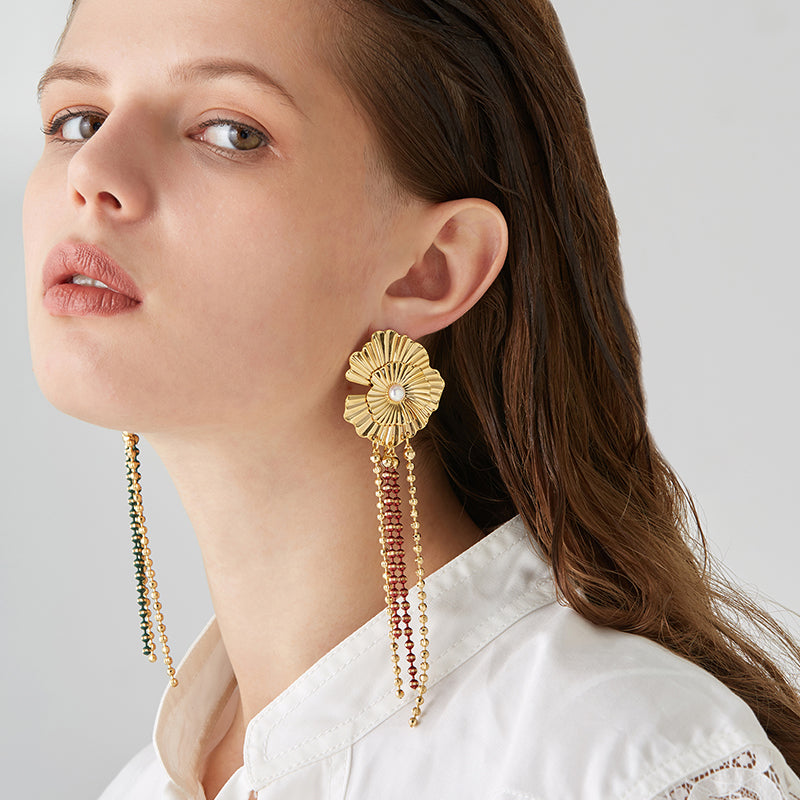 Flower Pearl Stud Earrings (Single)