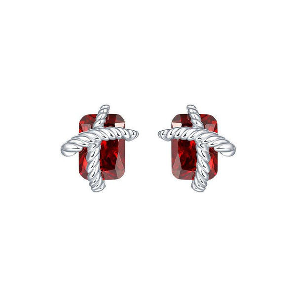 Binding Crystal Pendant Earrings (Red) - Chi'pau