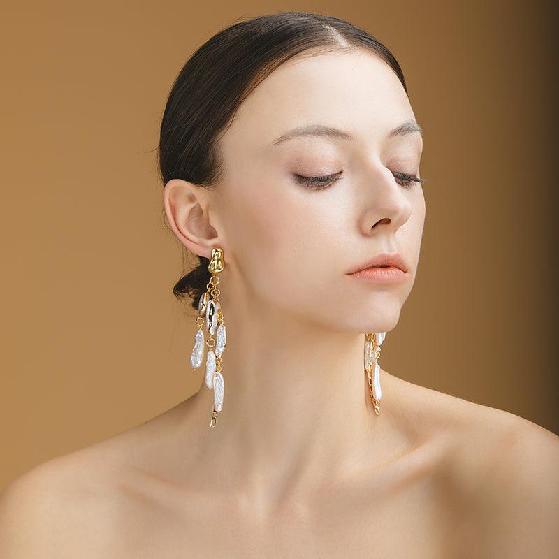 Baroque Pearl Tassel Earrings - Chi'pau