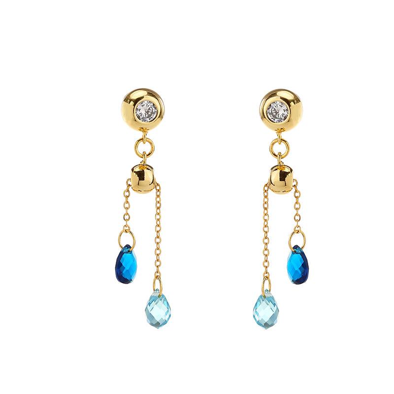 Blue Crystal Zircon Earrings - Chi'pau