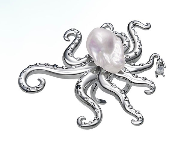 Octopus Ring & Shell-Shaped Mirror Gift Box