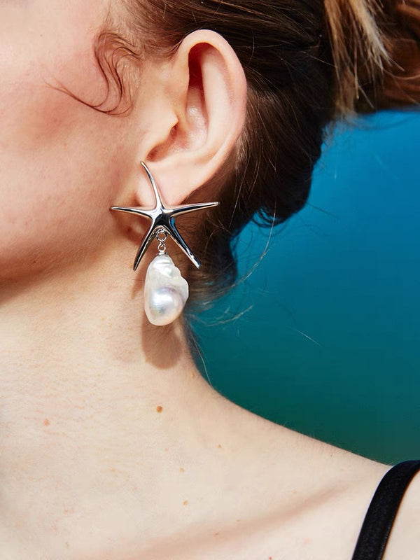 Starfish Baroque Pearl Earrings