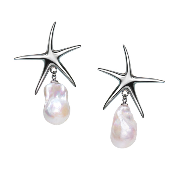 Starfish Baroque Pearl Earrings