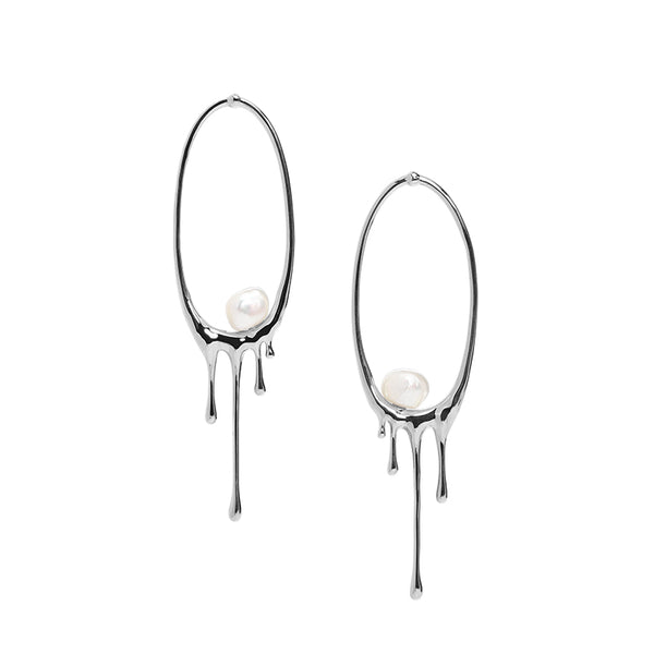 Silver Oval Earrings