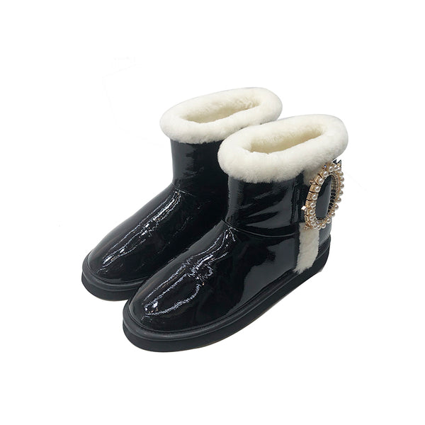 Wool Rounded Toe Snow Boots