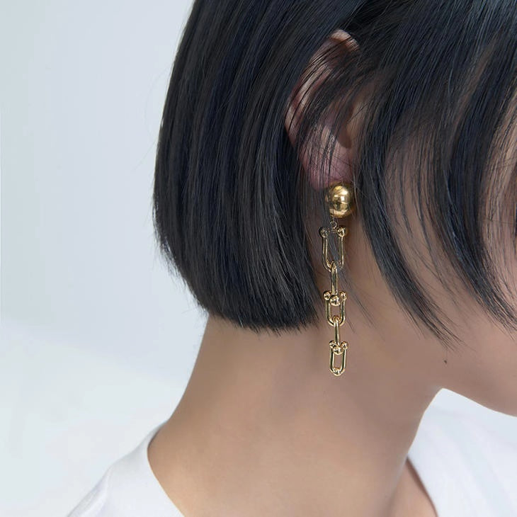 Long Earrings with Gold Spheres