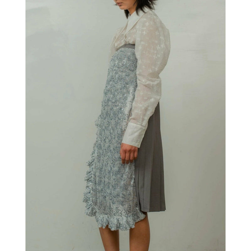 Grey Pleated Wrap Skirt
