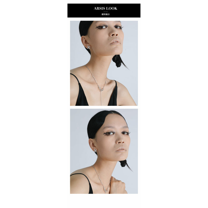 Zircon Cross Earrings (Single)