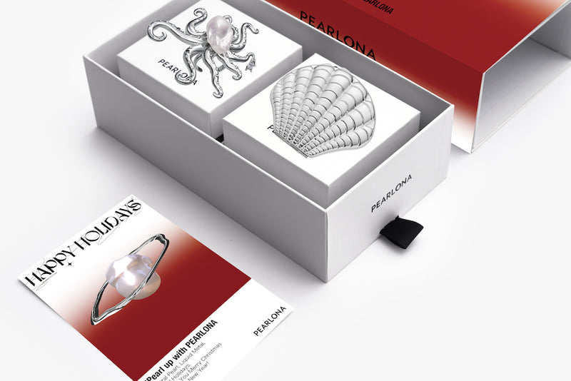 Octopus Ring & Shell-Shaped Mirror Gift Box